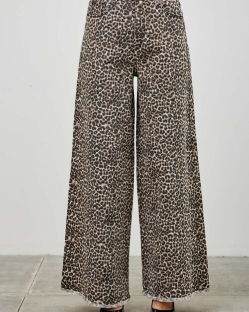 leopard super high rise wide leg with stretch