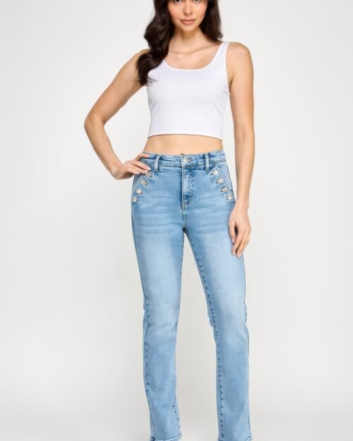 high rise straight with button pocket