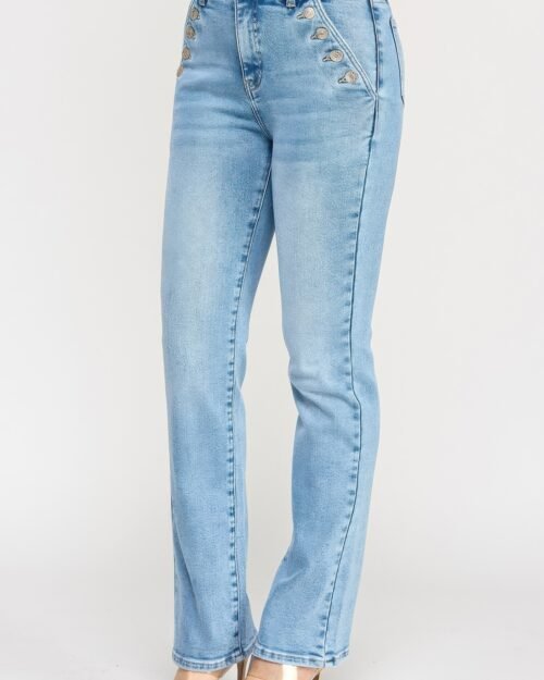 high rise straight with button pocket