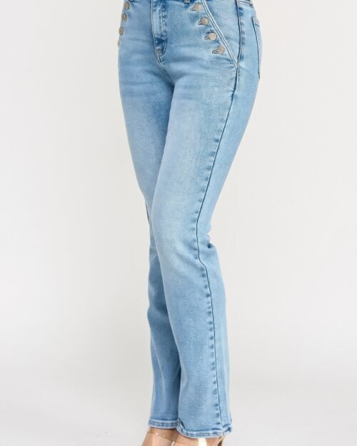 high rise straight with button pocket
