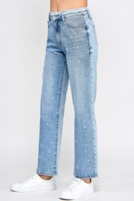 High Rise Dad Jeans W/ Fringe Waistband Detail High Rise Dad Jeans W/ Fringe Waistband Detail