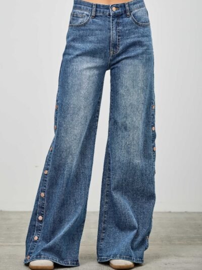 High Rise Wide Leg With Snap Buttons
