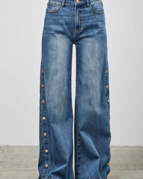 high rise wide leg with snap buttons