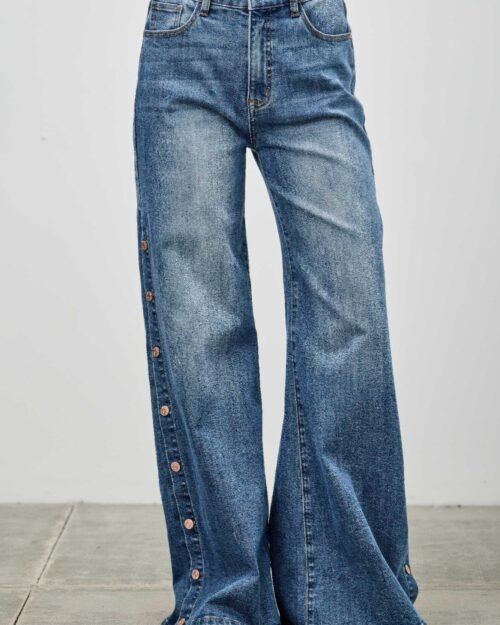 high rise wide leg with snap buttons
