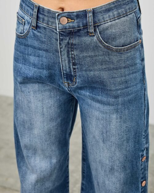 high rise wide leg with snap buttons