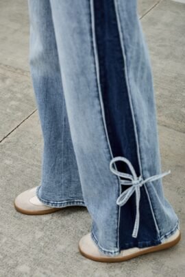 High Rise Contrast Wide Leg With Ribbon Tie High Rise Contrast Wide Leg With Ribbon Tie
