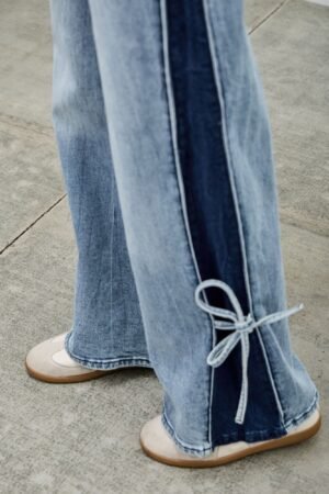 High Rise Contrast Wide Leg With Ribbon Tie High Rise Contrast Wide Leg With Ribbon Tie