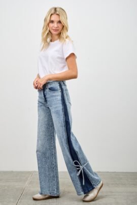High Rise Contrast Wide Leg With Ribbon Tie High Rise Contrast Wide Leg With Ribbon Tie