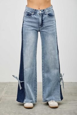 High Rise Contrast Wide Leg With Ribbon Tie High Rise Contrast Wide Leg With Ribbon Tie