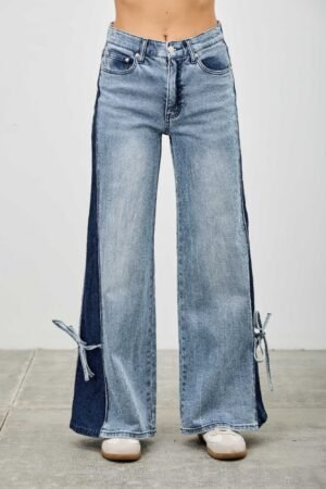 High Rise Contrast Wide Leg With Ribbon Tie High Rise Contrast Wide Leg With Ribbon Tie