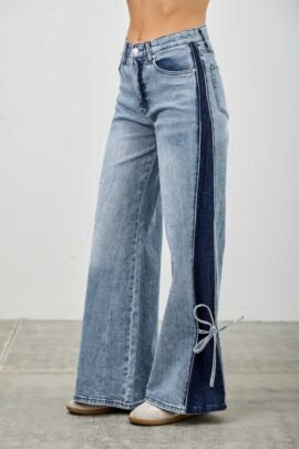High Rise Contrast Wide Leg With Ribbon Tie High Rise Contrast Wide Leg With Ribbon Tie