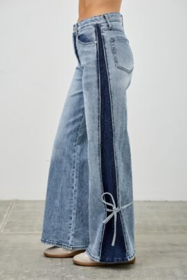High Rise Contrast Wide Leg With Ribbon Tie High Rise Contrast Wide Leg With Ribbon Tie
