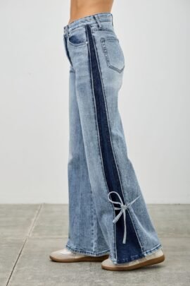 High Rise Contrast Wide Leg With Ribbon Tie High Rise Contrast Wide Leg With Ribbon Tie