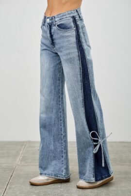 High Rise Contrast Wide Leg With Ribbon Tie High Rise Contrast Wide Leg With Ribbon Tie