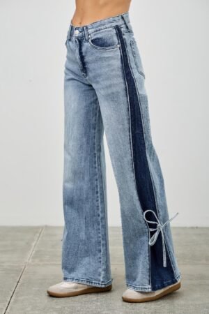 High Rise Contrast Wide Leg With Ribbon Tie High Rise Contrast Wide Leg With Ribbon Tie