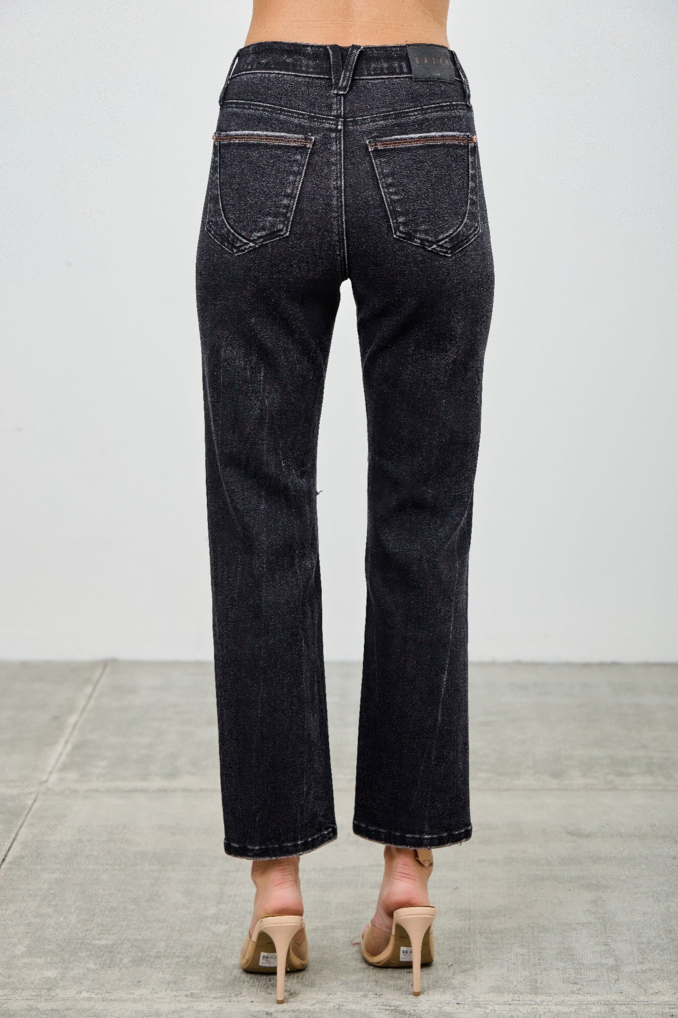 high rise slim fit with button fly