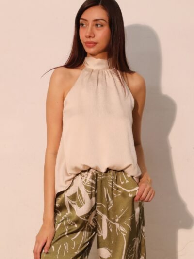 Hammered Satin Halter Bubble Top Hammered Satin Halter Bubble Top