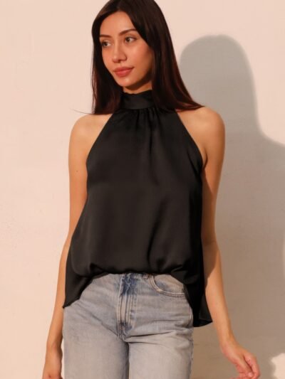 Hammered Satin Halter Bubble Top Hammered Satin Halter Bubble Top