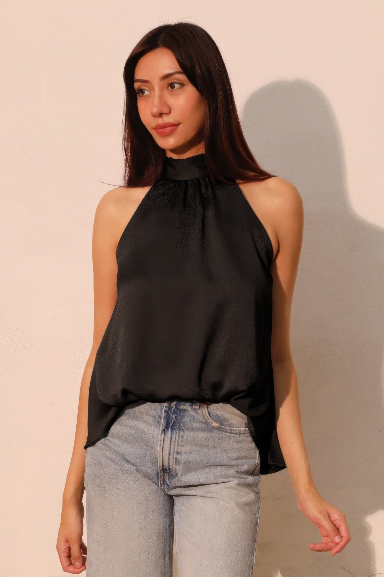 hammered satin halter bubble top - image 11