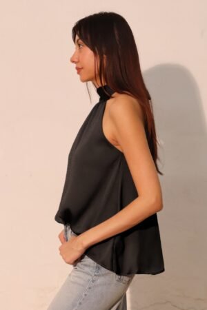 Hammered Satin Halter Bubble Top Hammered Satin Halter Bubble Top