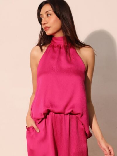 Hammered Satin Halter Bubble Top Hammered Satin Halter Bubble Top