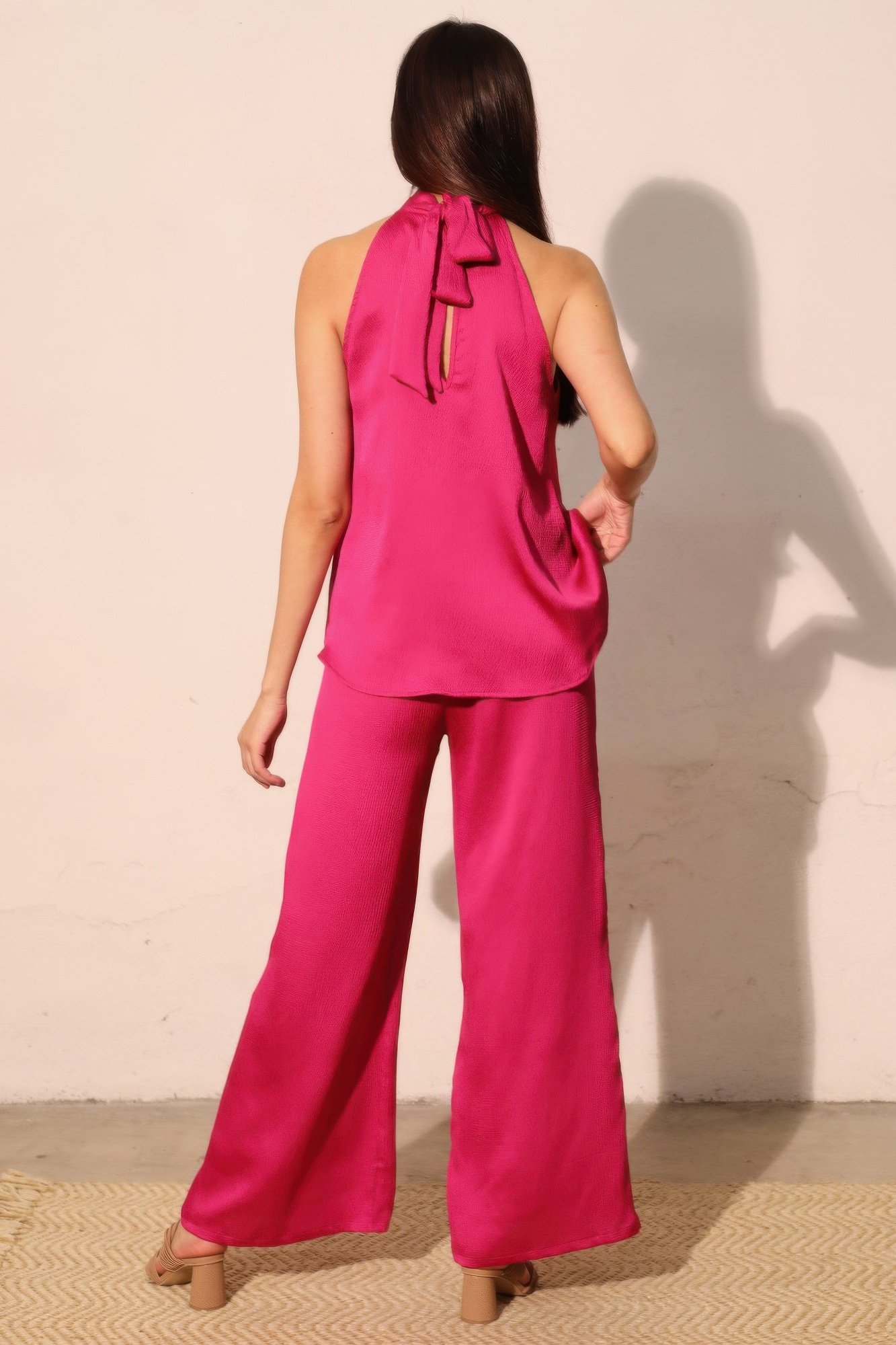 hammered satin halter bubble top - image 9