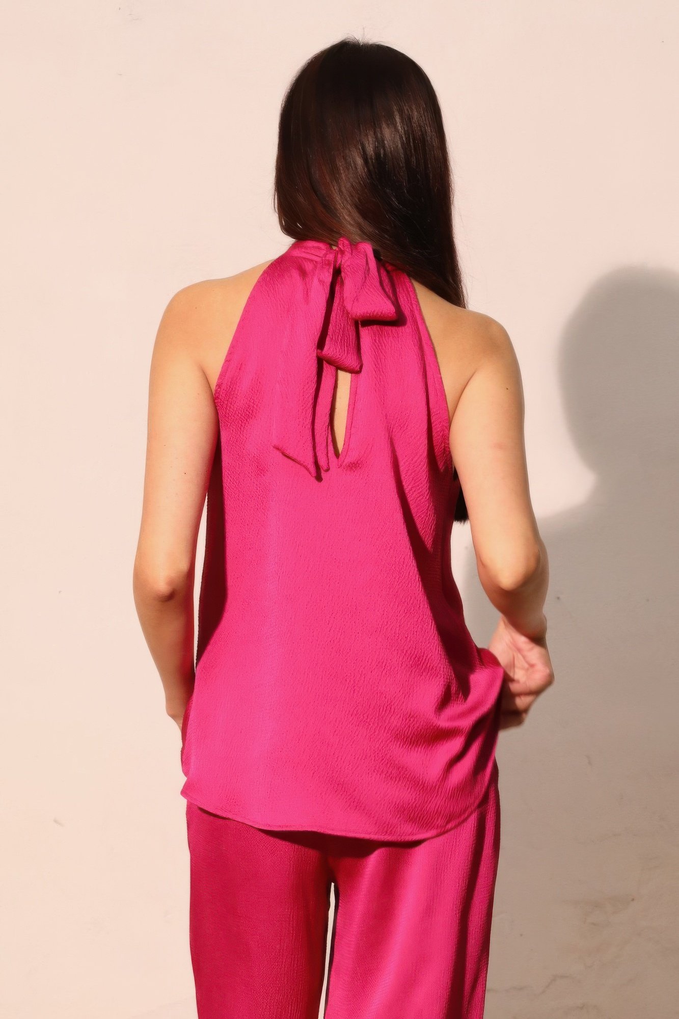 hammered satin halter bubble top - image 10