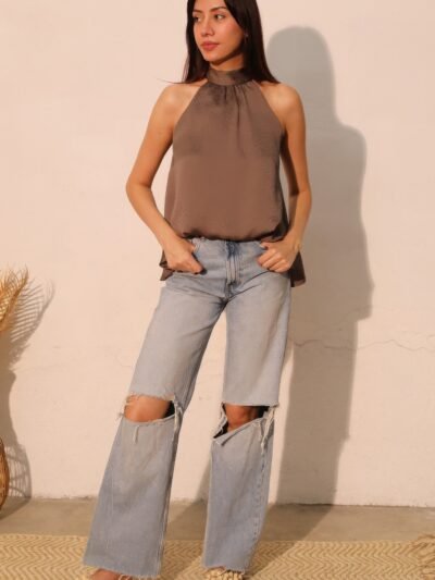 Hammered Satin Halter Bubble Top Hammered Satin Halter Bubble Top
