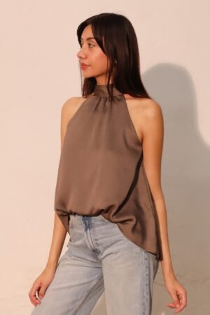 Hammered Satin Halter Bubble Top Hammered Satin Halter Bubble Top