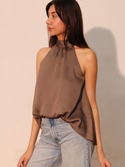 Hammered Satin Halter Bubble Top Hammered Satin Halter Bubble Top