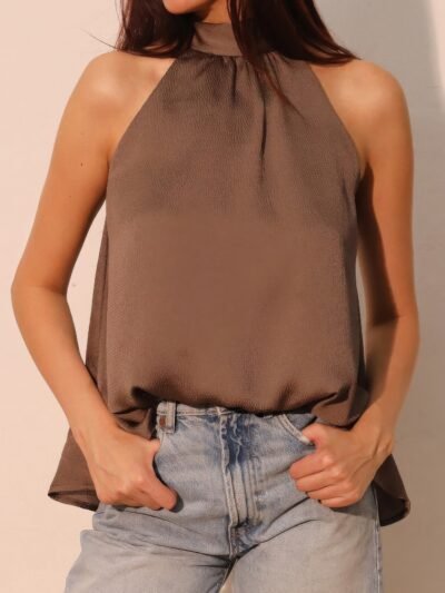 Hammered Satin Halter Bubble Top Hammered Satin Halter Bubble Top