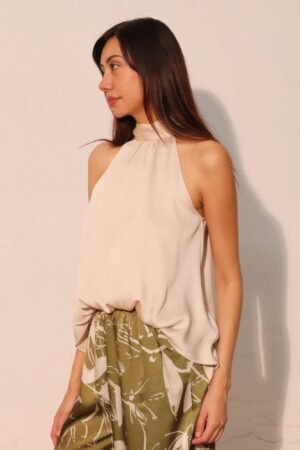 Hammered Satin Halter Bubble Top Hammered Satin Halter Bubble Top