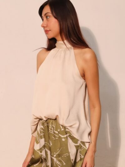 Hammered Satin Halter Bubble Top Hammered Satin Halter Bubble Top