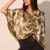 Dreaming Lily Satin Drawstring Dolman Top