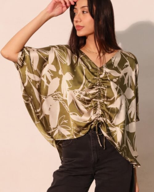 Dreaming Lily Satin Drawstring Dolman Top