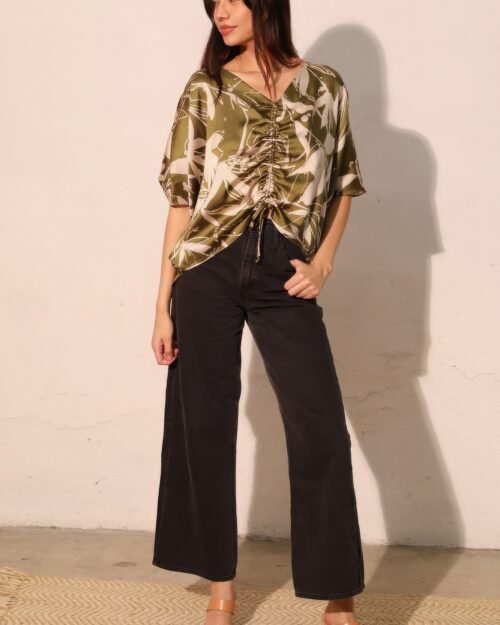 dreaming lily satin drawstring dolman top