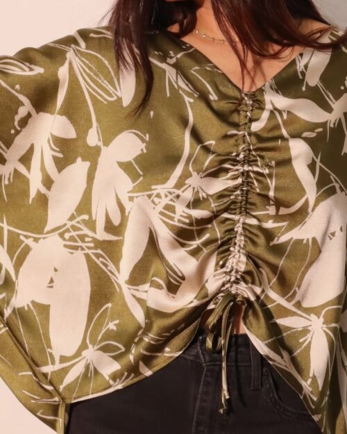 dreaming lily satin drawstring dolman top