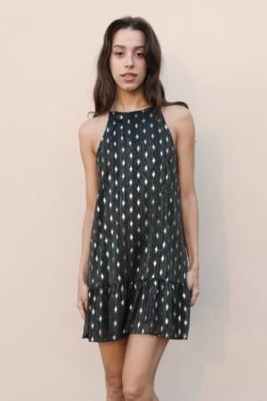 Sacred Tree Ruffle Bottom Dress – Shimmering Party Dress