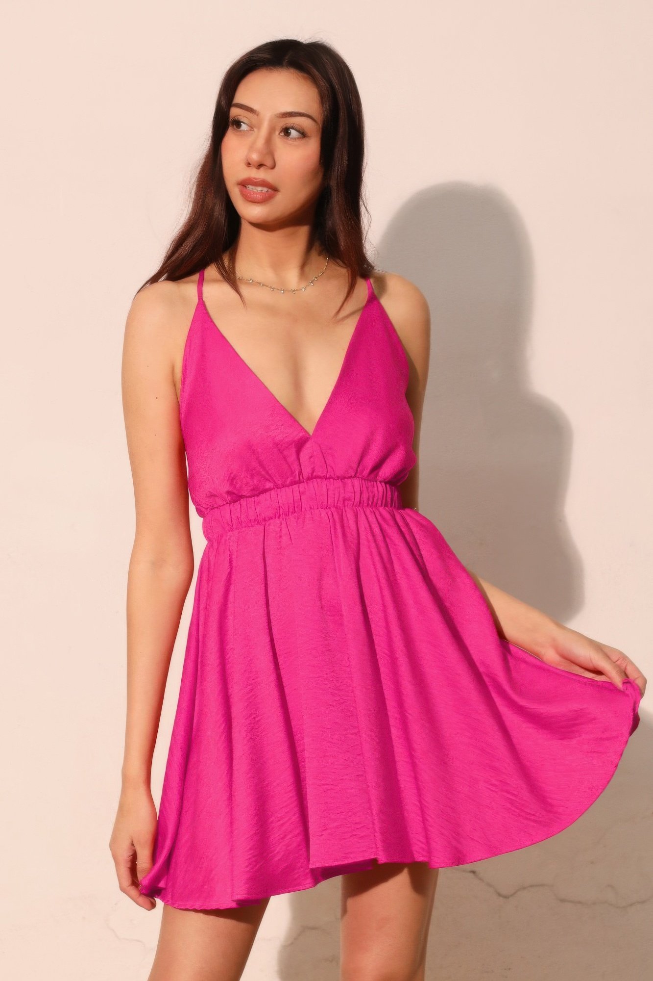 washed satin crepe cami skater dress - image 7