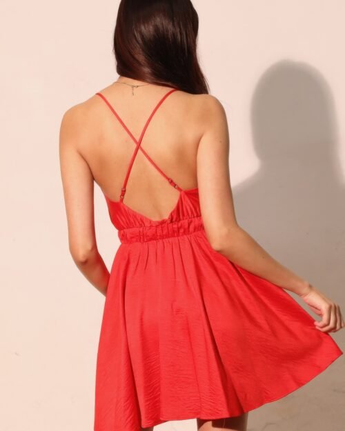 washed satin crepe cami skater dress