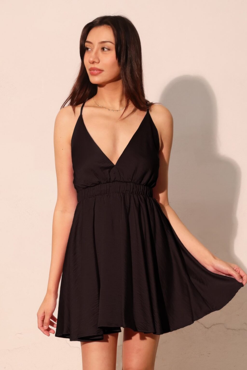 washed satin crepe cami skater dress – feminine elegant dress