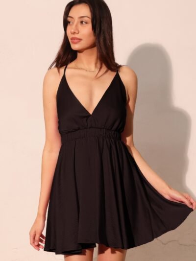 Washed Satin Crepe Cami Skater Dress – Feminine Elegant Dress