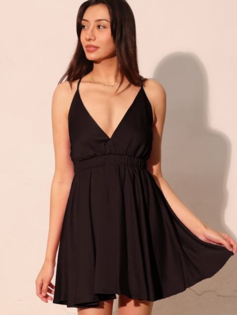 Washed Satin Crepe Cami Skater Dress – Feminine Elegant Dress