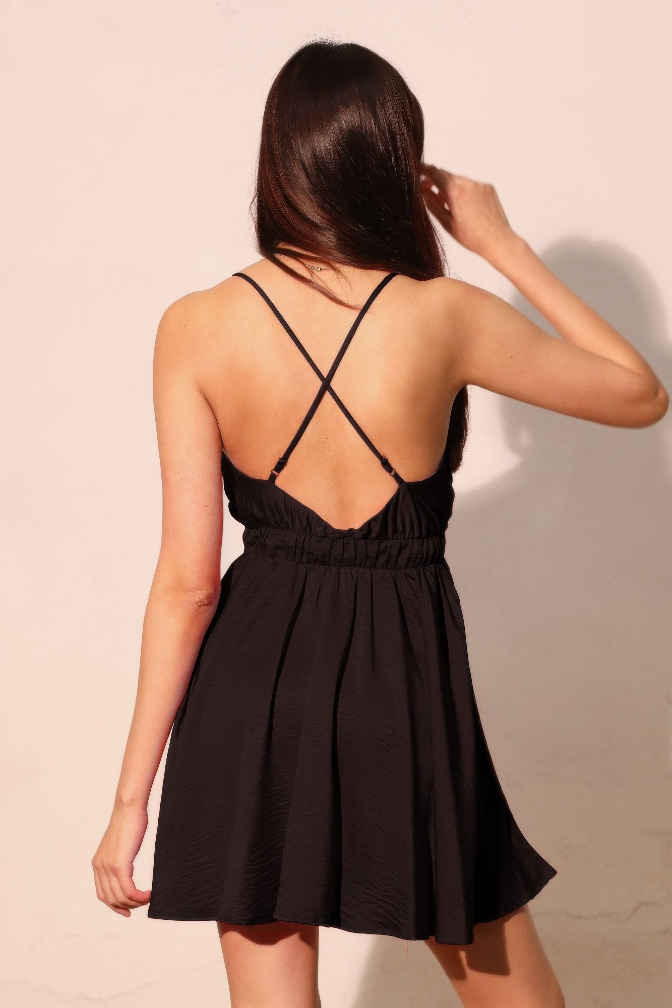 washed satin crepe cami skater dress - image 2