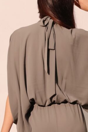 Textured Solid Mock Neck Caftan Jumpsuit Textured Solid Mock Neck Caftan Jumpsuit