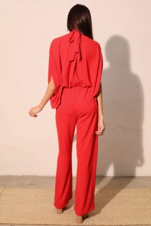 Textured Solid Mock Neck Caftan Jumpsuit Textured Solid Mock Neck Caftan Jumpsuit
