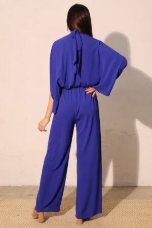 Textured Solid Mock Neck Caftan Jumpsuit Textured Solid Mock Neck Caftan Jumpsuit