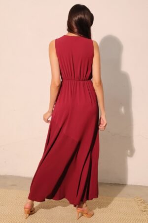Textured Solid V-neck Maxi Dress Textured Solid V-neck Maxi Dress