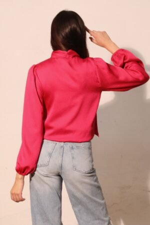 Hammered Satin Tie Neck Bubble Top Hammered Satin Tie Neck Bubble Top