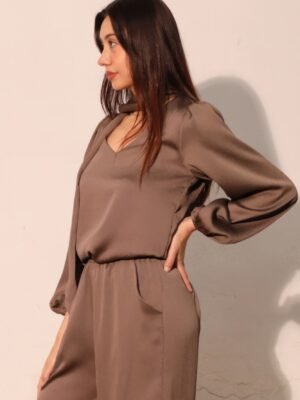 Hammered Satin Tie Neck Bubble Top Hammered Satin Tie Neck Bubble Top
